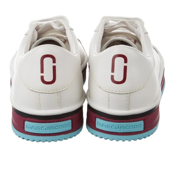 NEW Marc Jacobs Women's Slip On White Leather Blue & Burgundy Sole Sneakers 37 7 - Picture 4 of 12
